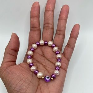 Evil Eye Trendy Stretch Handmade Stretch Bead Bracelet